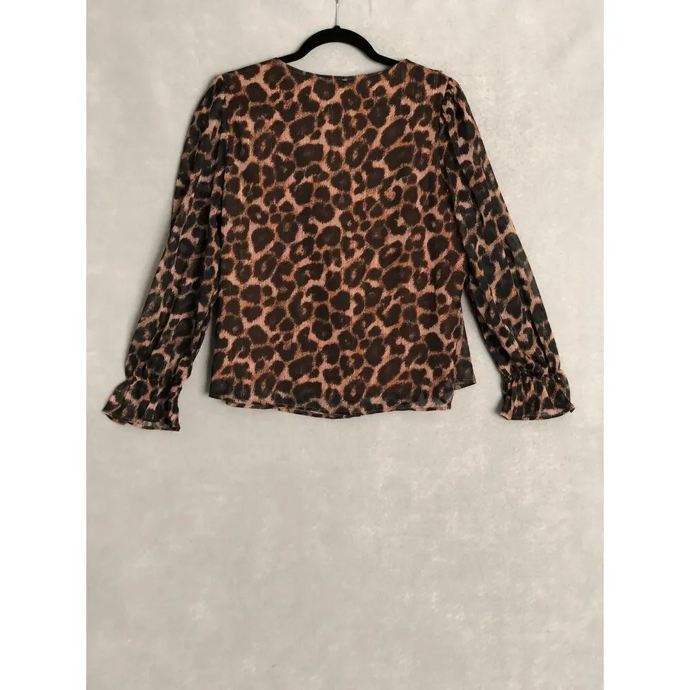 Adyson Parker Ruffle Top Animal Print Women's Medium NEW